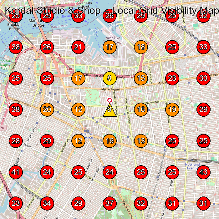 Kordal Studio & Shop GeoGrid visibility map for Women'S Clothing Store in Brooklyn
